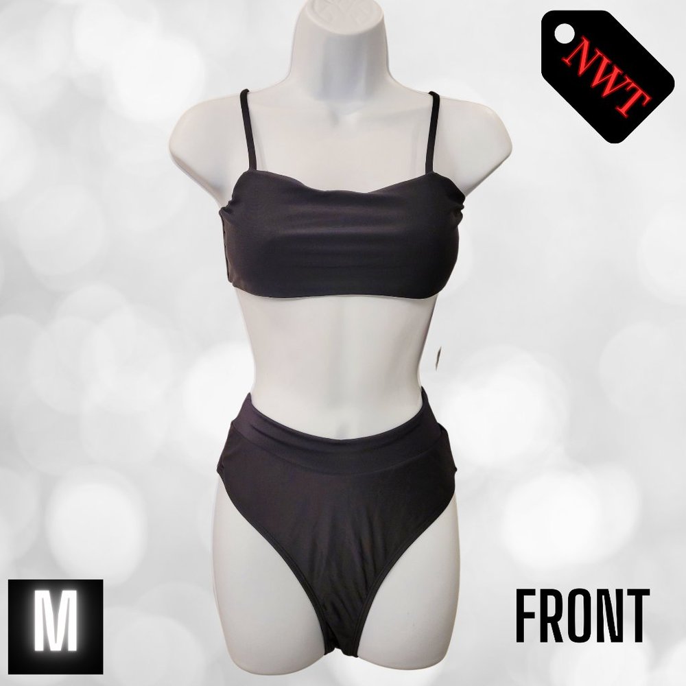 Black Twp Piece Bikini Swimsuit with adjustable straps | Medium | NWT